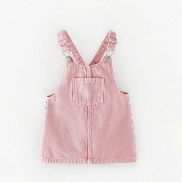 Zara Other - ZARA TODDLER GIRLS BASIC SERGED PINAFORE PINK DRESS 2-3 YEARS